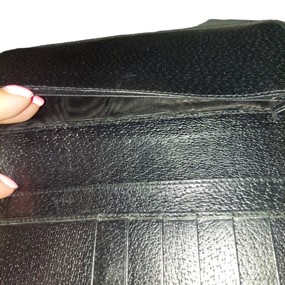 Gucci GG Black Leather Canvas Bamboo Collection Long Wallet - Picture 12 of 12